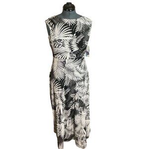 Glamour Black White Tropical Leaf Print Sleeveless Maxi Dress Size‎ 8